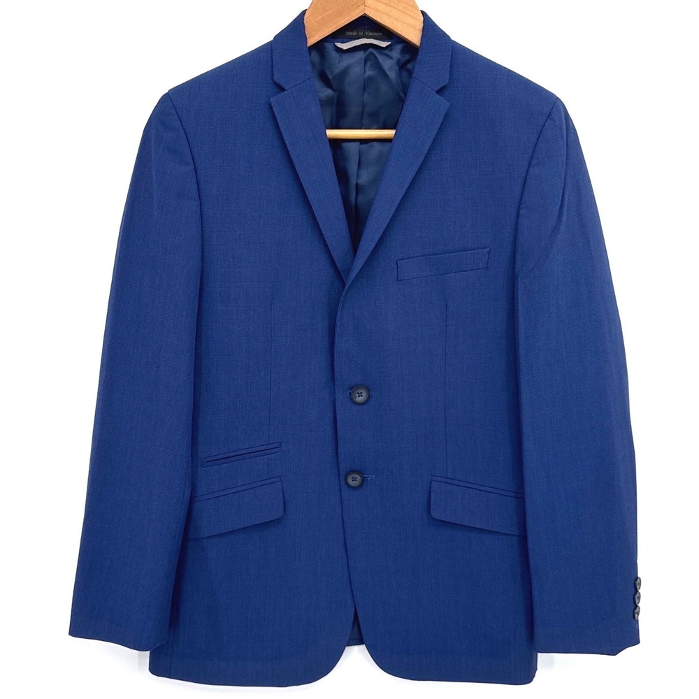 Marc New York Mens Blazer Suit Jacket 36 16 SK Blue Plaid Two Button Sport Coat